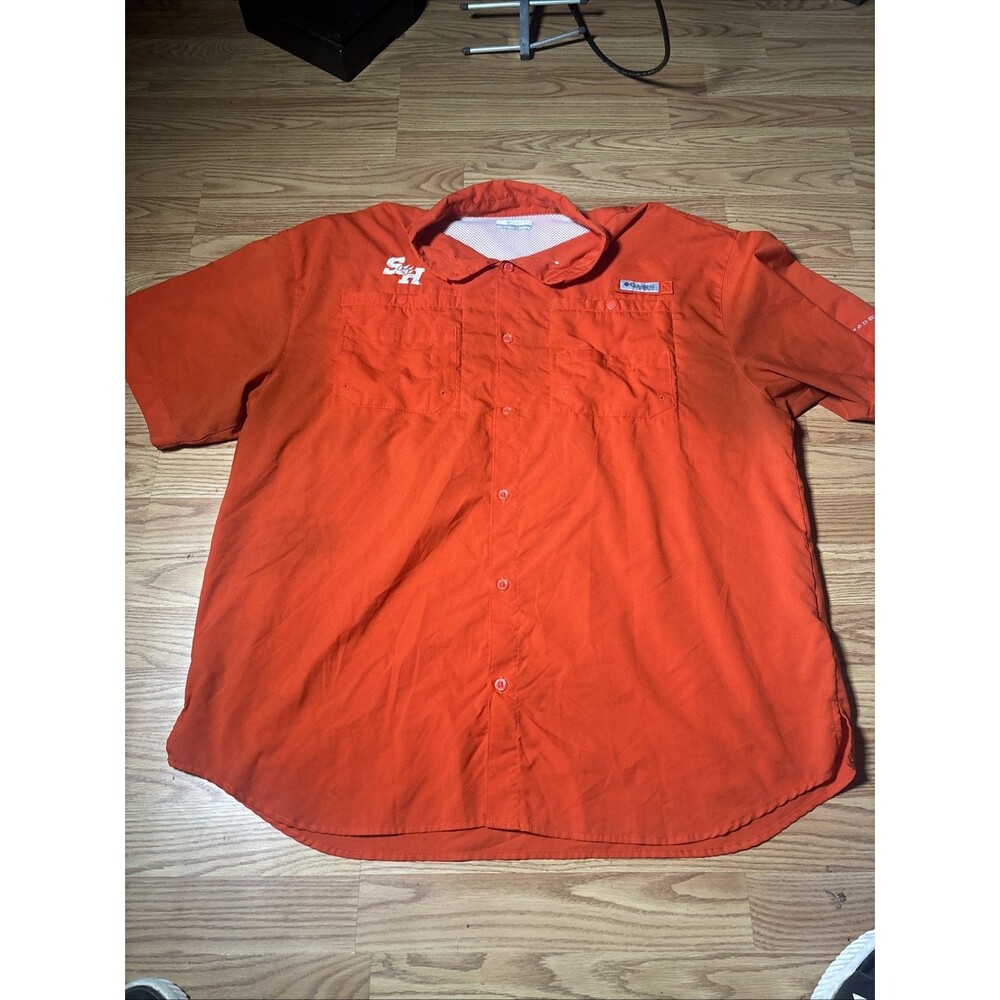 Columbia PFG Shirt Mens 2XL Fishing NCAA Sam Houston State Bearkats Stains Pics